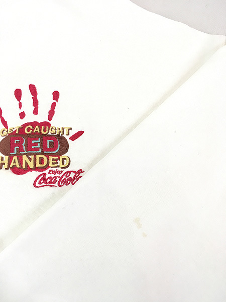 古着 90s Coca-Cola コーラ 「Red Handed」 手形 刺しゅう 企業 ヘビー スウェット トレーナー L位 古着_画像5