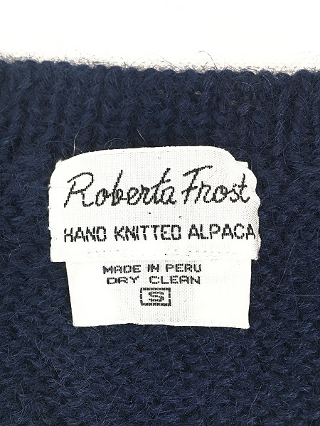 古着 90s ペルー製 Robert Frost トライアングル ブロック アート 100% アルパカ ハンド ニット セーター S_画像6