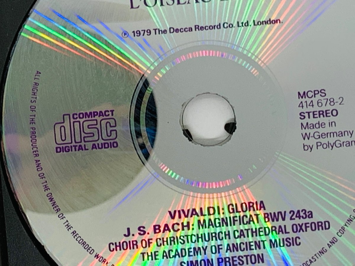 即決CD 西独盤 プレストン VIVALDI GLORIA BACH MAGNIFICAT / THE ACADEMY OF ANCIENT / PRESTON ツメカケ Y05_画像5