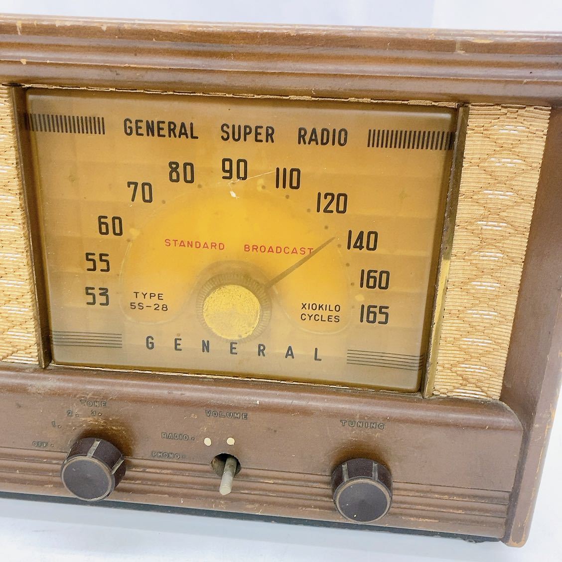 1AB18 真空管ラジオ GENERAL ゼネラル 5S-28 SUPER RADIO 昭和レトロ 中古 現状品 通電OK 動作未確認の画像2