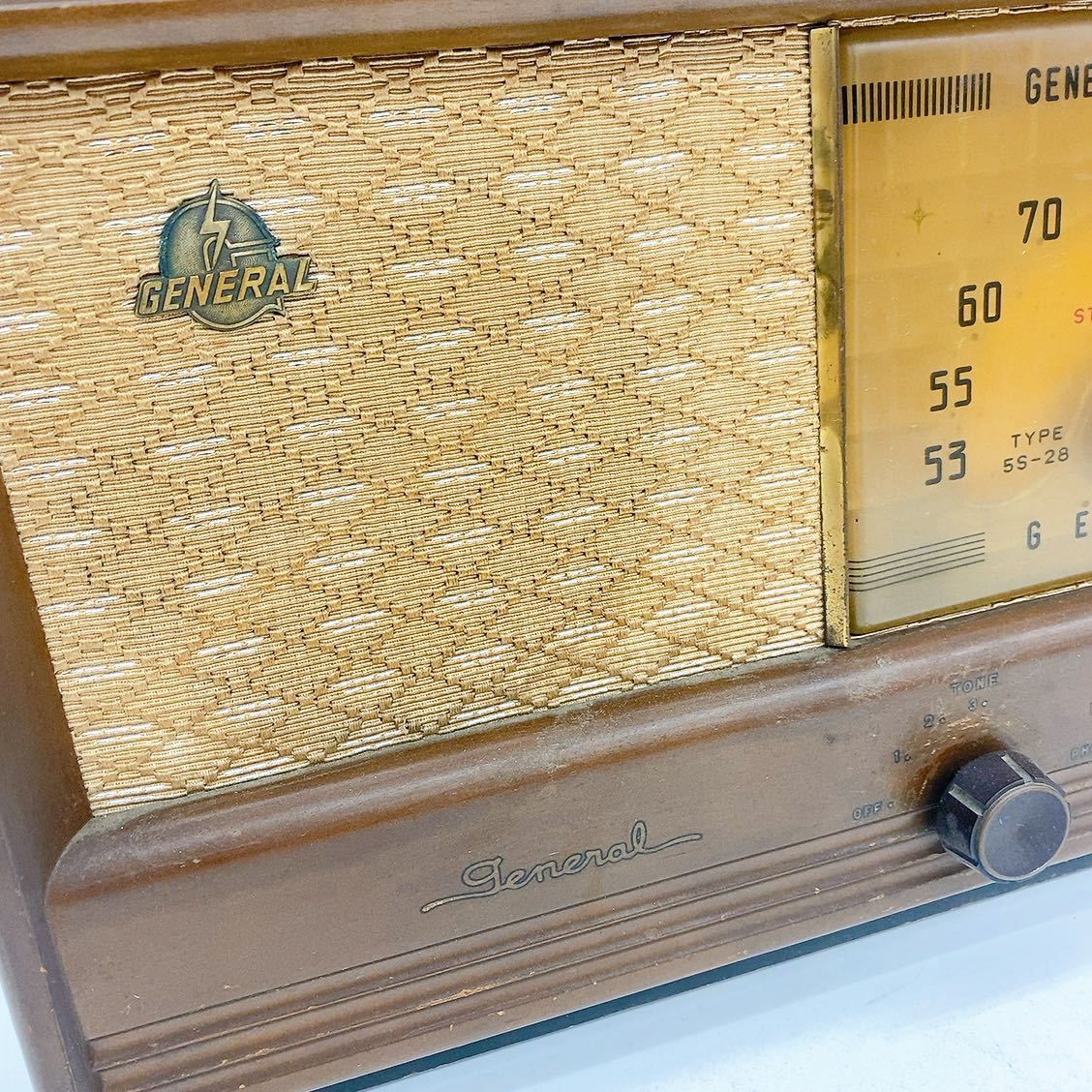 1AB18 真空管ラジオ GENERAL ゼネラル 5S-28 SUPER RADIO 昭和レトロ 中古 現状品 通電OK 動作未確認の画像3