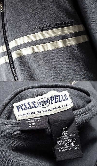 PELLE PELLE ペレペレ リバーシブル ナイロン×スウェット フードジャケット パーカー ロゴ刺 ライン メンズ オーバーサイズ (L) ●o-049_画像10