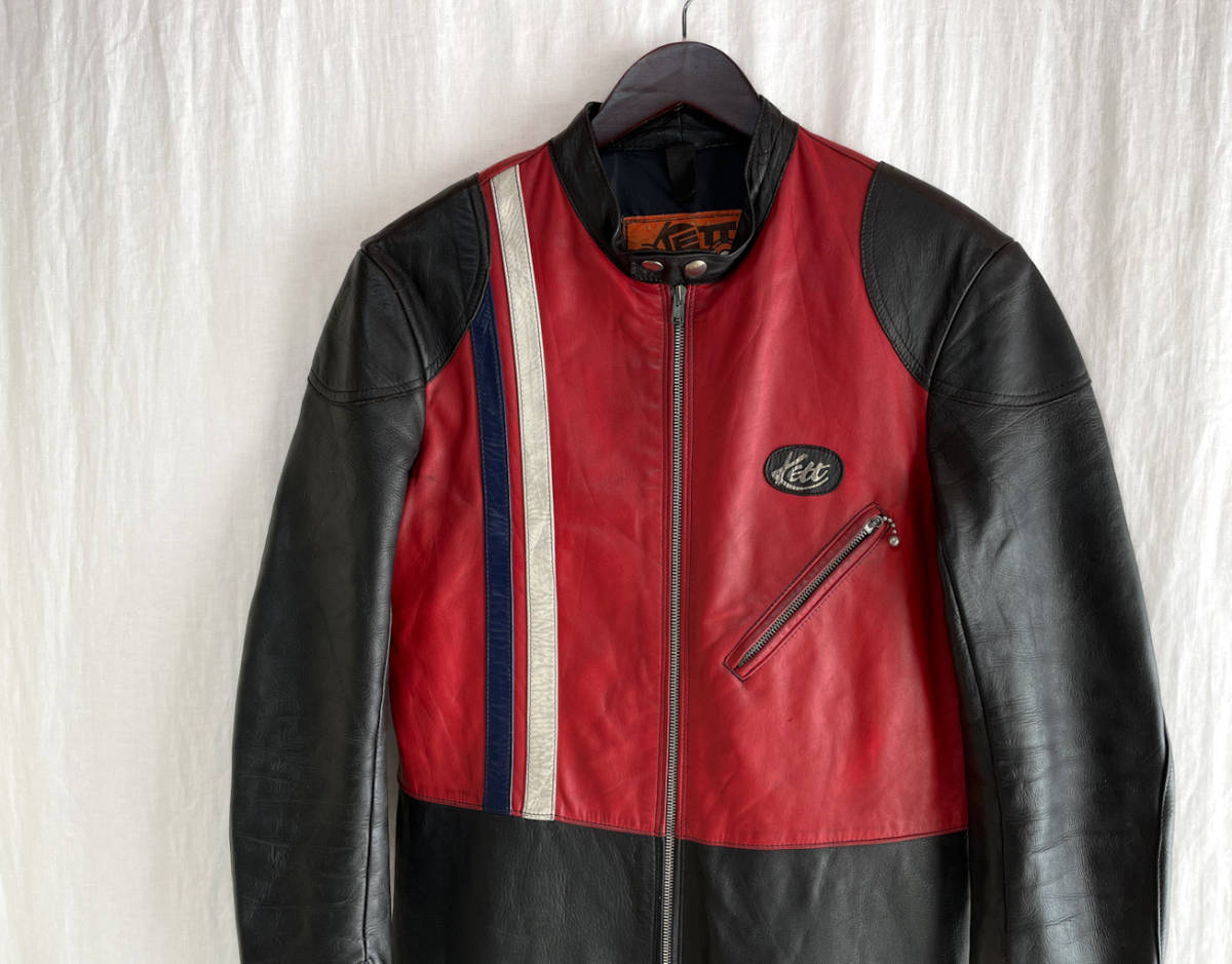 英国製 KETT レザー レーシングスーツ つなぎ グッドカラー ライダース-