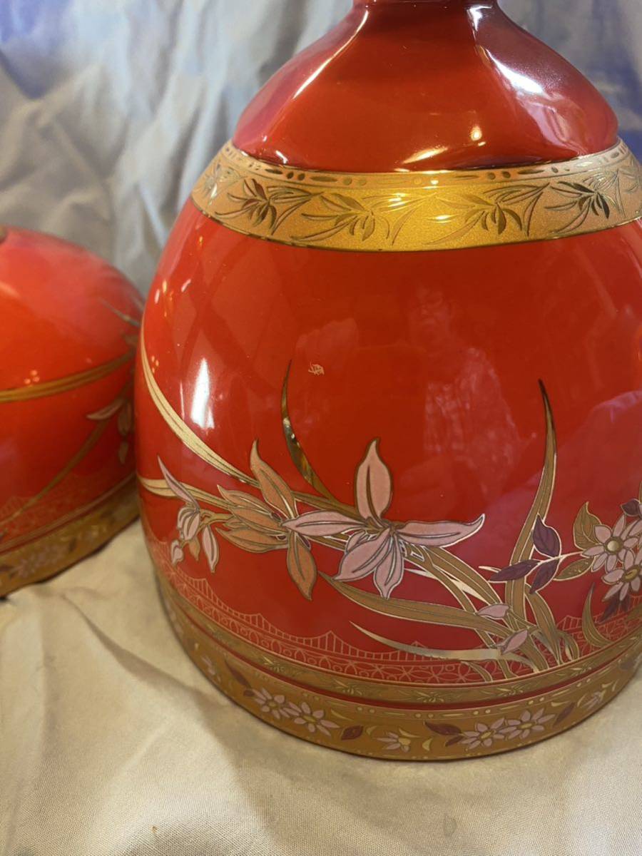 昭和　レトロ　赤い陶器の置物　インテリア　飾りに。まとめて2点　アンティーク