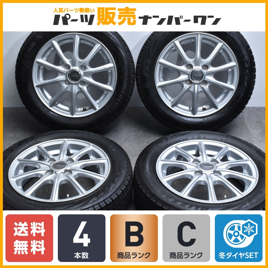 【程度良好品】エコフォルム 14in 4.5J +45 PCD100 ブリヂストン ブリザック VRX2 155/65R14 N-BOX デイズ サクラ ワゴンR ウェイク_画像1