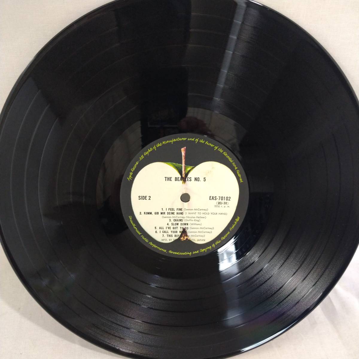 【希少】The Beatles ビートルズ Beatles No. 5 Apple Records EAS-70102【LP レコード 洋楽 ロック マージビート 貴重 レア】の画像8