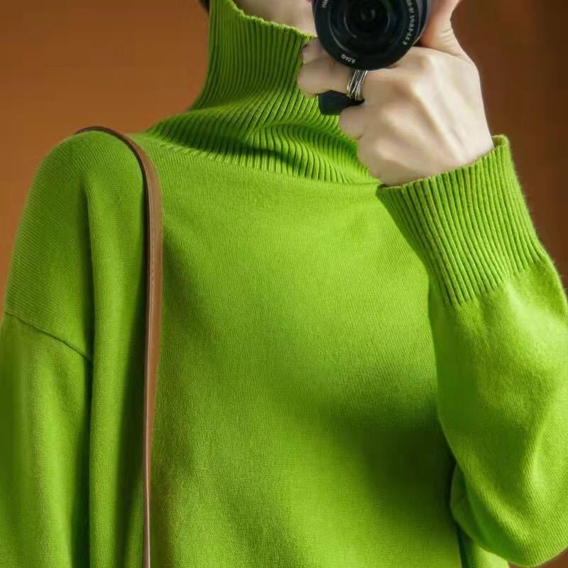 新品 高品質ミンクカシミヤ60% お洒落な 暖かい ニットセーター お洒落なグリーン色 Ｌ