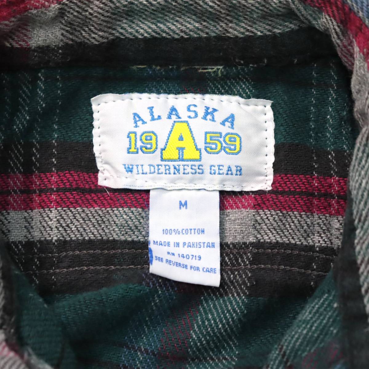 [M] Y2K Alaska フランネル シャツ 緑 ピンク 青 グレー チェック アラスカ ヘビネル ビンテージ vintage 80s 90s 00s_画像4