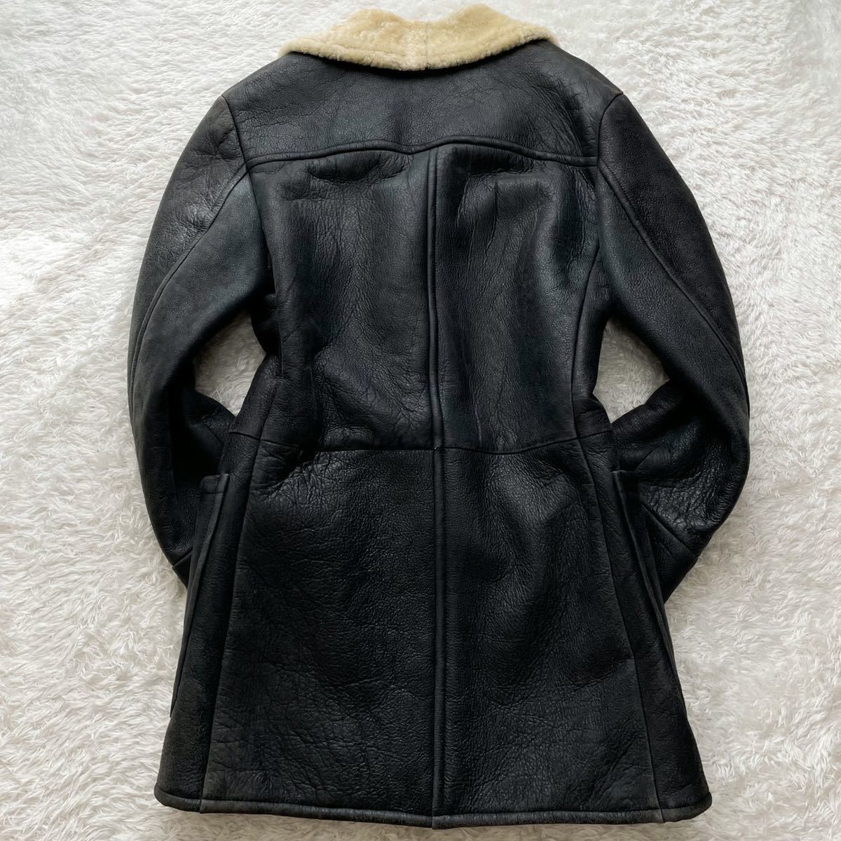 theory】 セオリー 羊革 ラムレザー リアルムートンロングコート 黒 ...