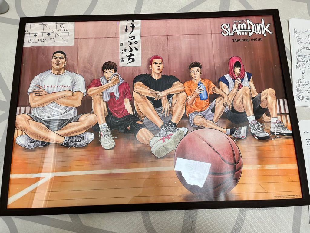 スラムダンク 新装再編版 全巻購入特典 特大ポスター 額付き 設定資料セット