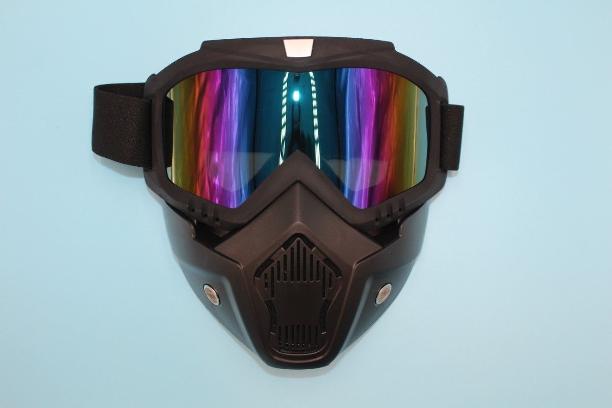 青紫レンズ　サバゲー フルフェイスマスクゴーグル バイク モトクロス ツーリング BMX マスク 取り外し可能 防風 防塵 装備