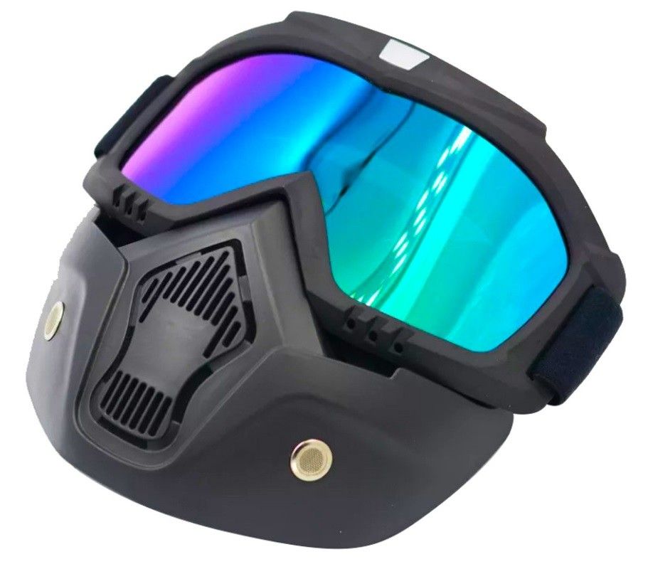 青紫レンズ　サバゲー フルフェイスマスクゴーグル バイク モトクロス ツーリング BMX マスク 取り外し可能 防風 防塵 装備
