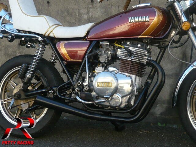 SR400 SR500 キャブ車スラクストン メガホンマフラー ブラックメッキ