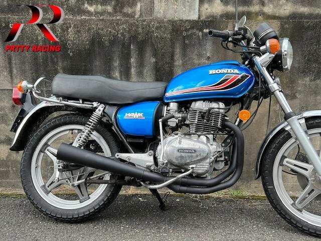 HONDA CB250TCB400T ホーク2 極 サイドクロスメガホン (ロング) ブラック_画像1