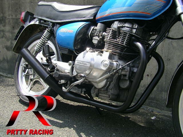 HONDA CB250T CB400T ホーク2 ショート管 70π マフラー ブラック_画像1