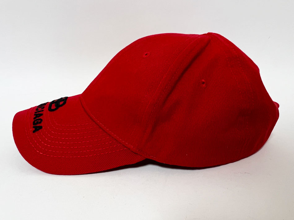 送料無料 BALENCIAGA バレンシアガ ベースボール キャップ 帽子 HAT BB VISOR CAP レッド Lサイズ 577548 美品_画像2
