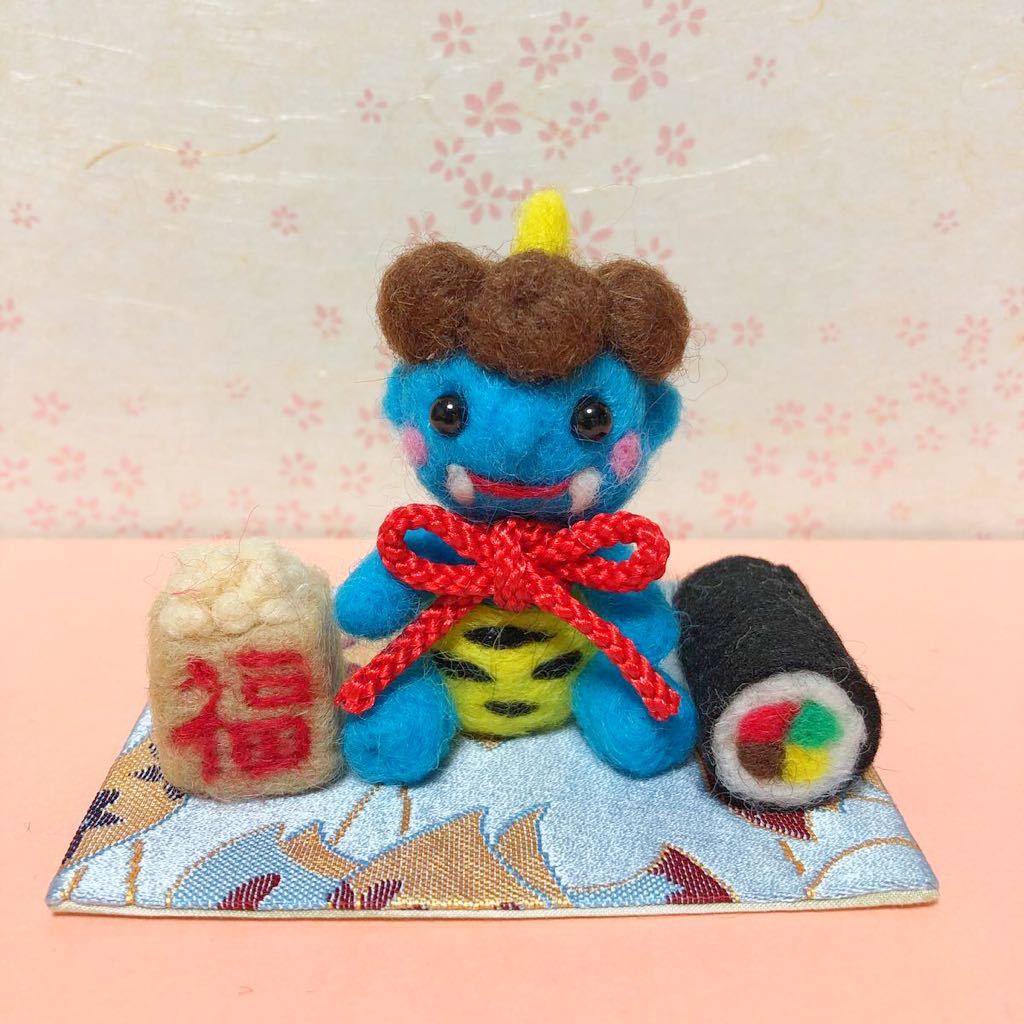 値頃 羊毛フェルト刺繍「ミケとハチワレの節分」 planm.com