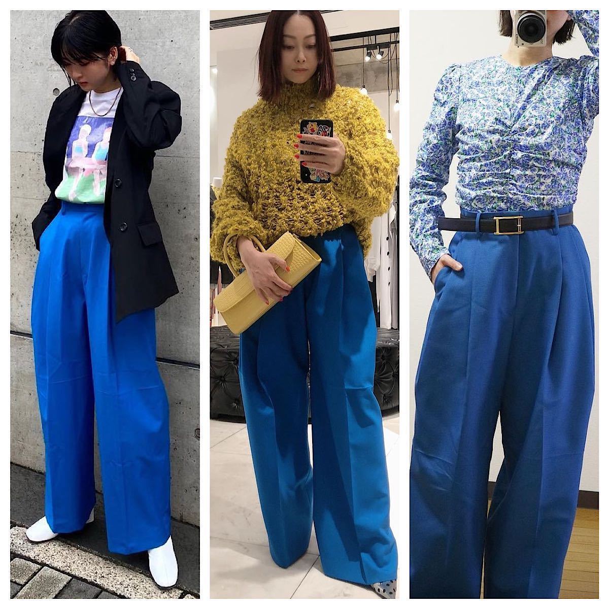 IRENE Press Line Trousersパンツ タックパンツ ブルー 38 230124