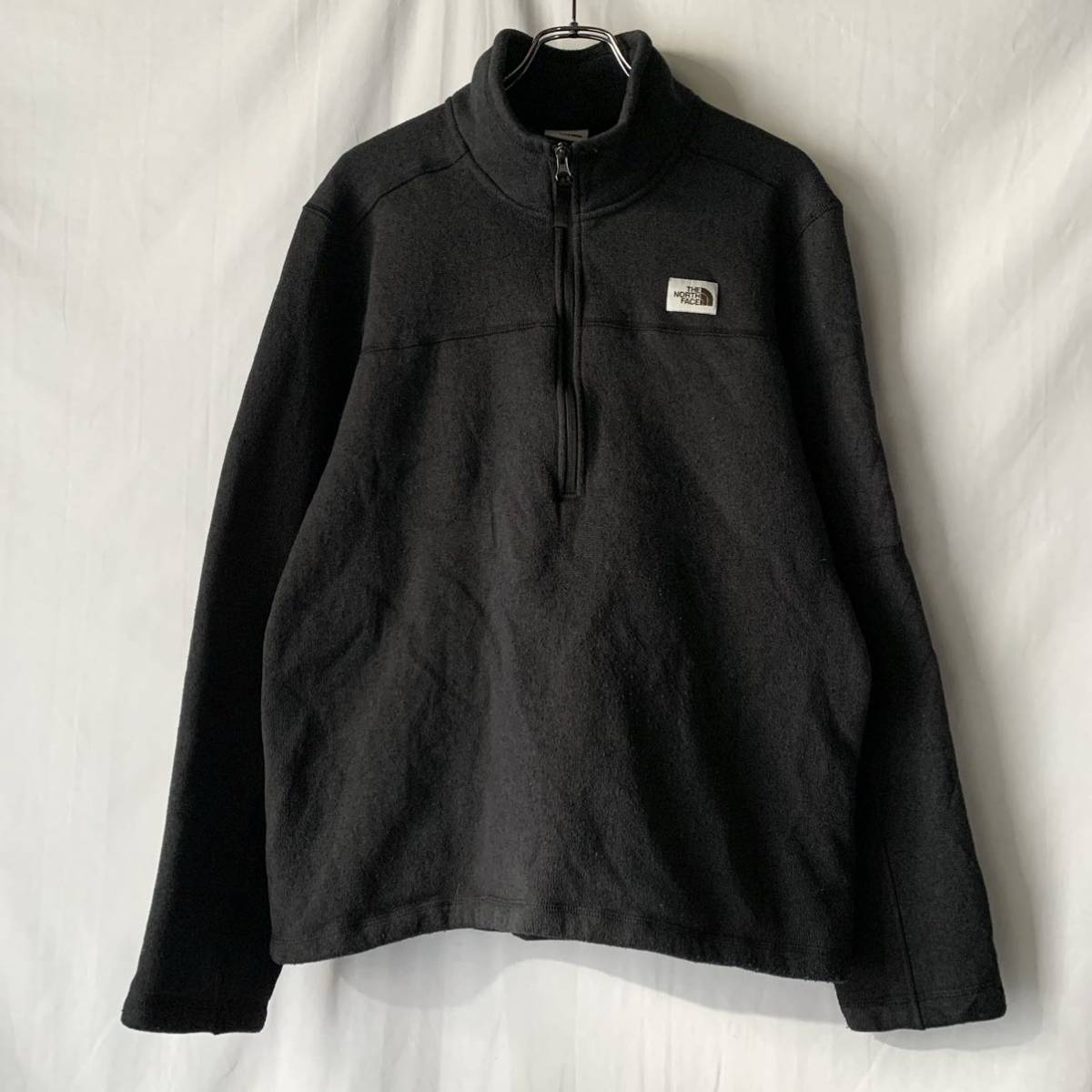 THE NORTH FACE ノースフェイス ハーフジップ プルオーバー ニット フリースジャケット ブラック 黒 L アウトドア ヴィンテージ OLD_画像1