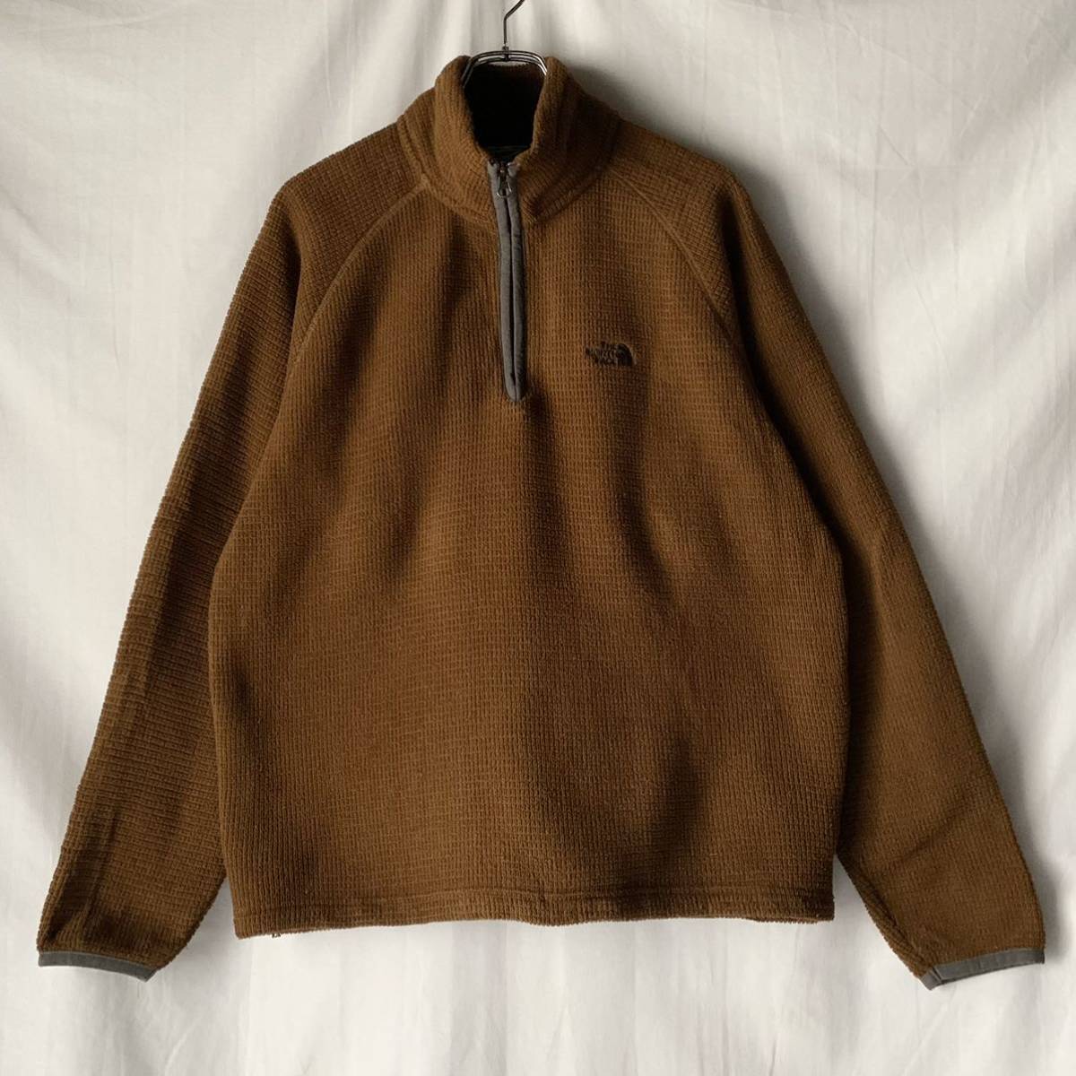 お気にいる】 M ブラウン フリースジャケット ワッフル プルオーバー