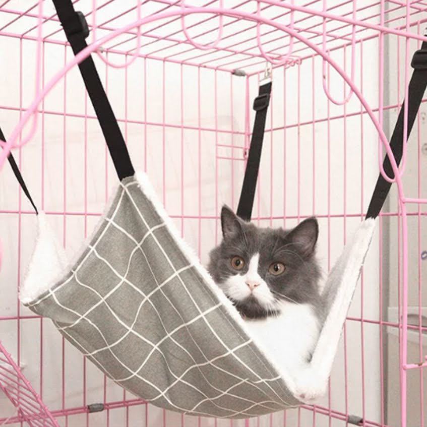 ふわもこ ニャンモック 三角柄 猫用 ハンモック ペット用品 暖かい モコモコ