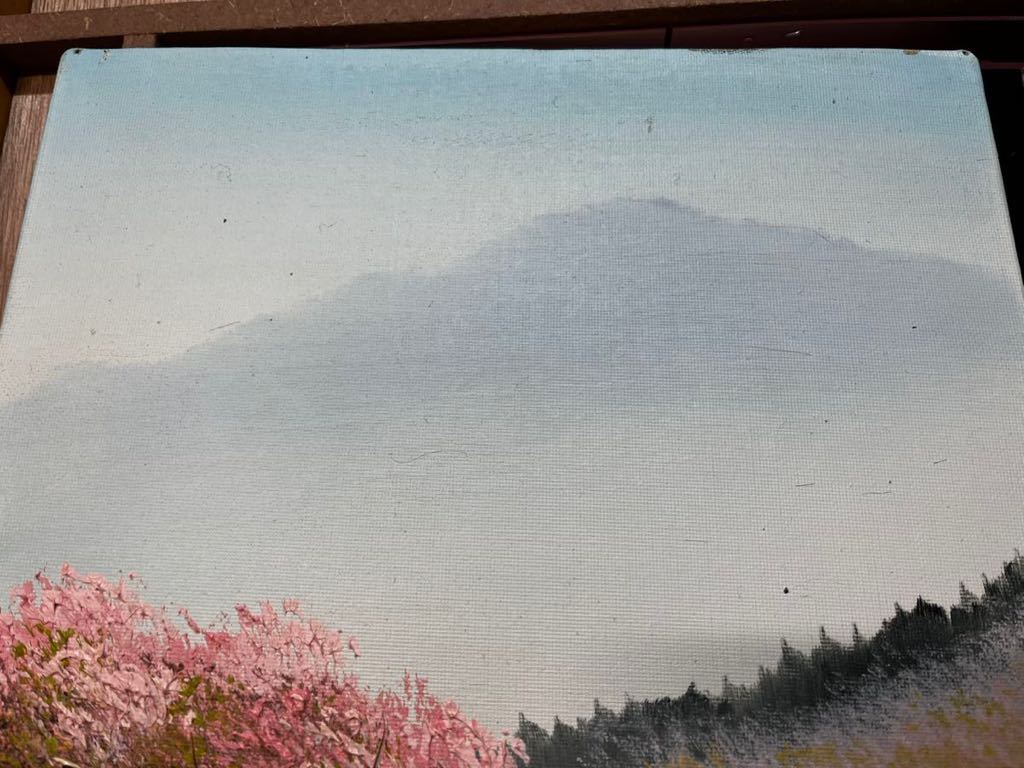 油絵 F6号 羽中田 晴夫 白馬山と里の春 額装 前面ガラス入り | jdih