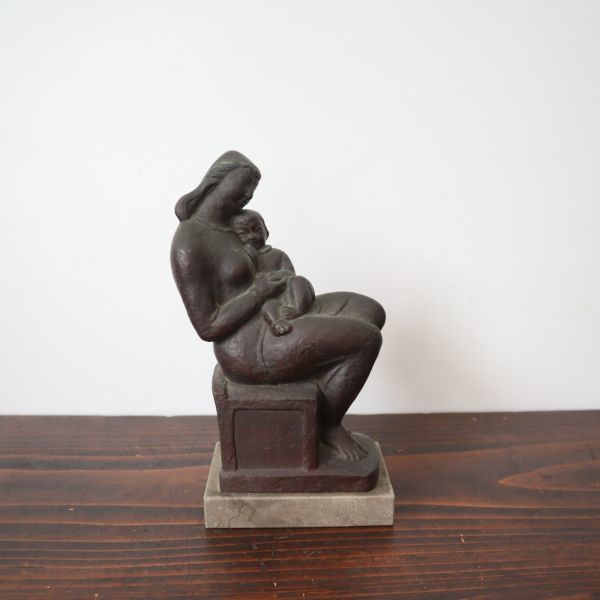 親子のブロンズ彫刻 J. Sato 約30cm 親子のブロンズ彫刻 J. Sato 約30cm 親子のブロンズ彫刻 J. Sato