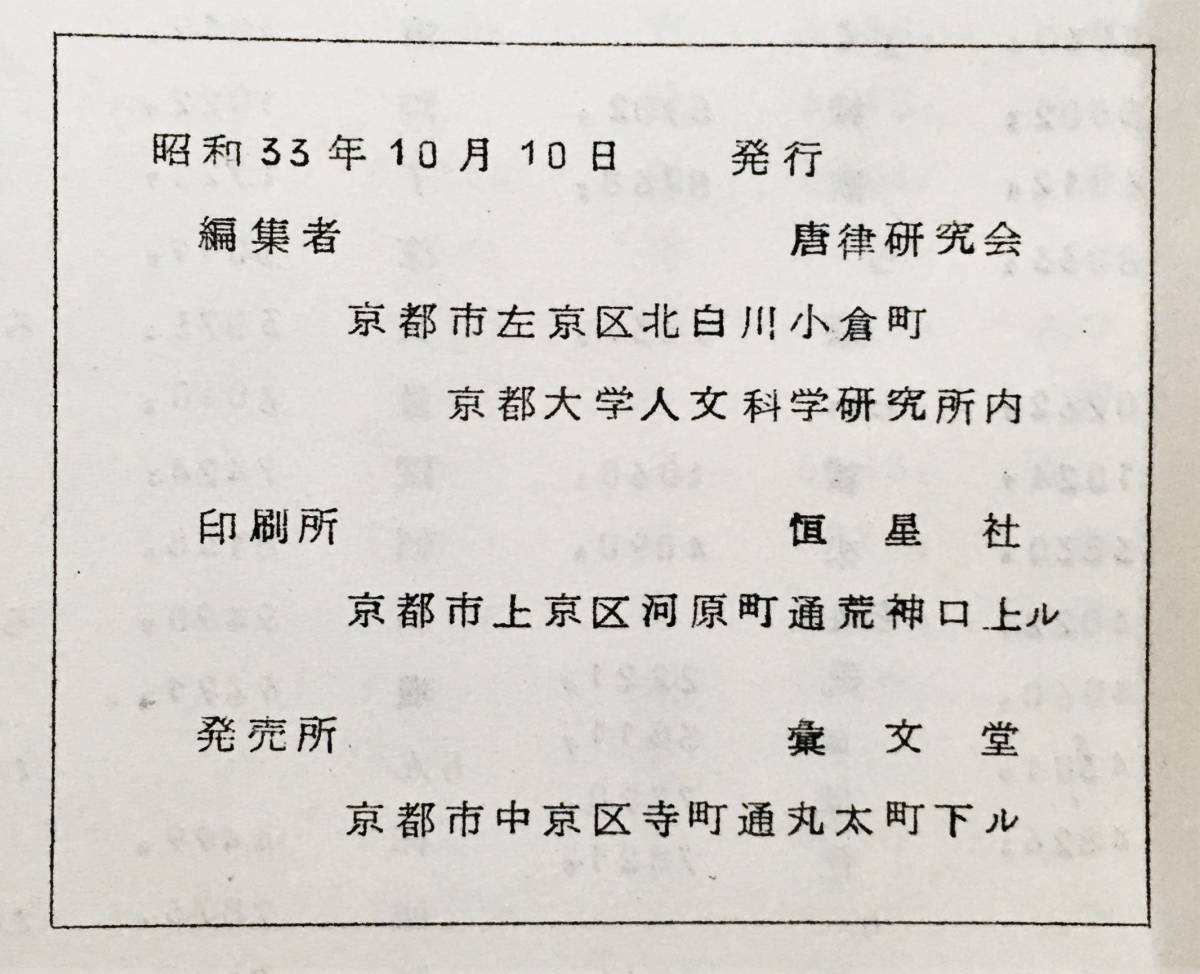『唐律索引稿』森鹿三（1958年・唐律研究会）中国 唐代 刑罰法規 法典_画像9