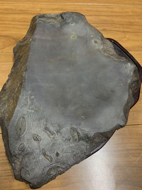 中国美術・書道具/名石・清時代端渓硯/魚脳凍・天青色、赤紫色咽脂暈