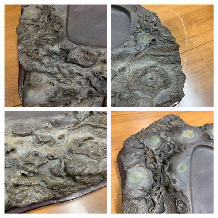 中国美術・書道具/名石・清時代端渓硯/魚脳凍・天青色、赤紫色咽脂暈/C665-