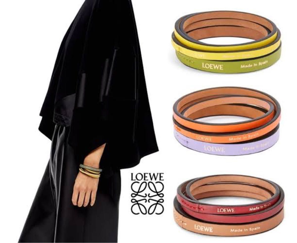 できる LOEWE ロエベ ブレスレット バングル レザー メタル たない