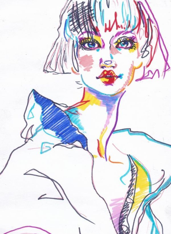 * marker . diff .rume was done colorful . woman. fashion sketch [ colorful ]