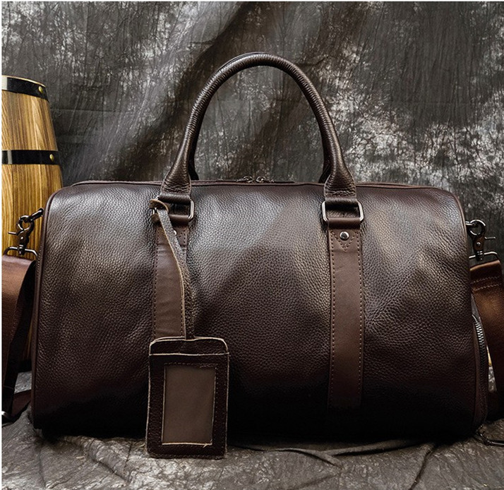  Boston bag original leather men's high capacity shoes inserting attaching bottom tack attaching leather machine inside bringing in traveling bag independent cow leather travel bag Golf bag business trip AMWYY-MB-122