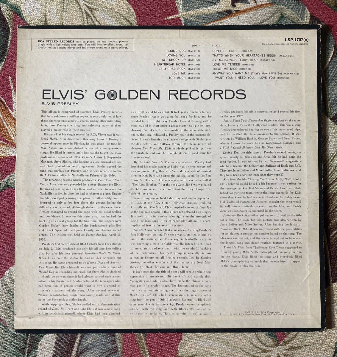 Elvis Presley 1971 US Pressing LP Elvis' Golden Records.. ロカビリー_画像2