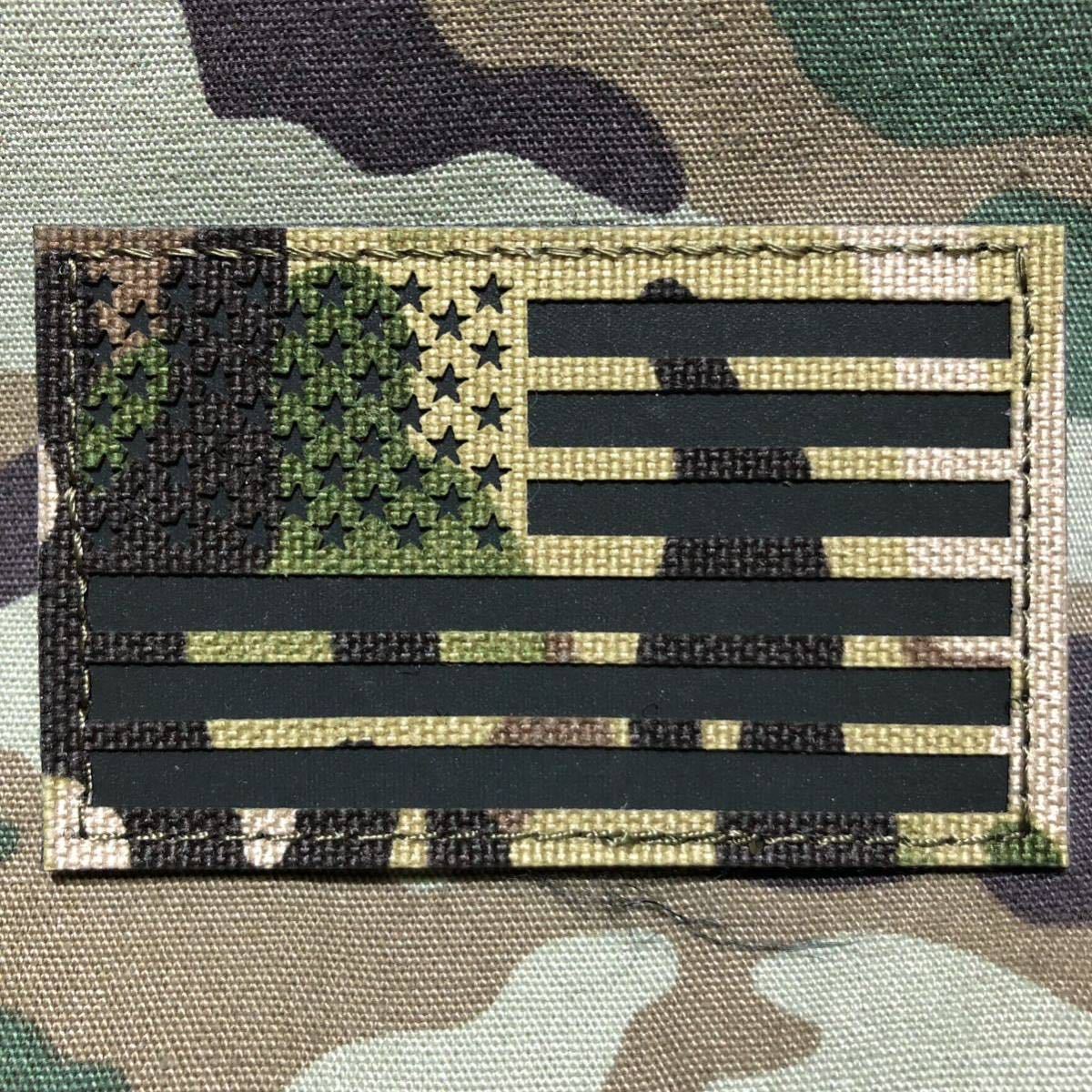 USA FLAG 星条旗 国旗 PVCラバー ミリタリー パッチ ワッペン カモフラ マルチカム 左右 サバゲー リメイクの画像2