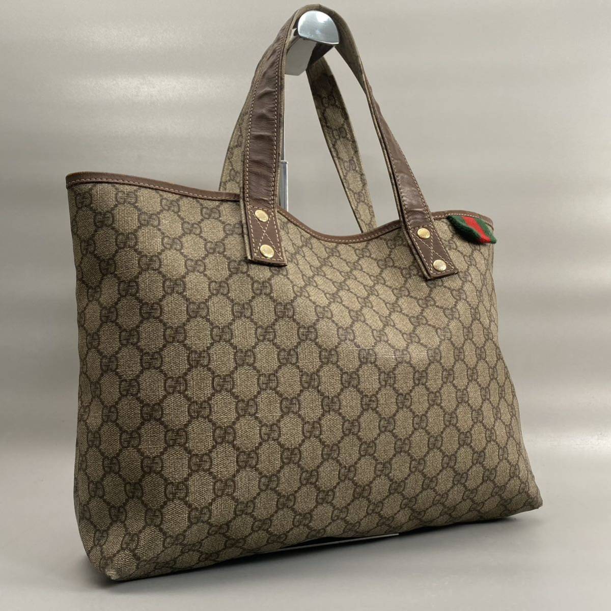 1円〜 GUCCI グッチ トートバッグ GG シマ ロゴ 刻印 シェリーライン