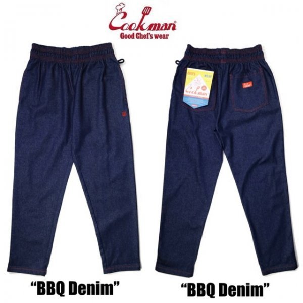 送料0 【COOKMAN】クックマン Chef Pants シェフパンツ BBQ Denim 231-23813 -L 男女兼用 バーベキューデニム イージーパンツ LA発 西海岸_画像3