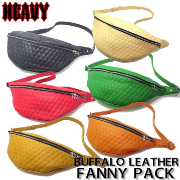 送料0 【HEAVY】 FANNY PACK ファニーパック ダイヤステッチ ボディバッグ リアルレザー バッファローレザー BODYBAG 牛革 ORANGE オレンジの画像2