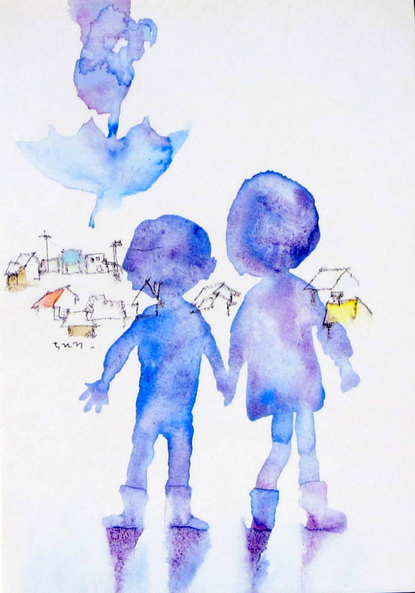 『雨上がりの街と子ども』 いわさきちひろ・児童画・ポストカード（複製印刷）_画像7