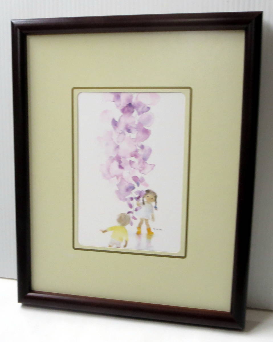 『藤の花と子ども』いわさきちひろ・児童画・ポストカード(複製印刷）_画像4