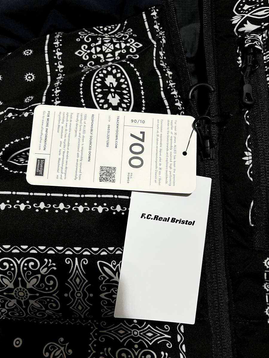 F.C.Real Bristol DOWN VEST ブラック バンダナ L ハイクオリティな
