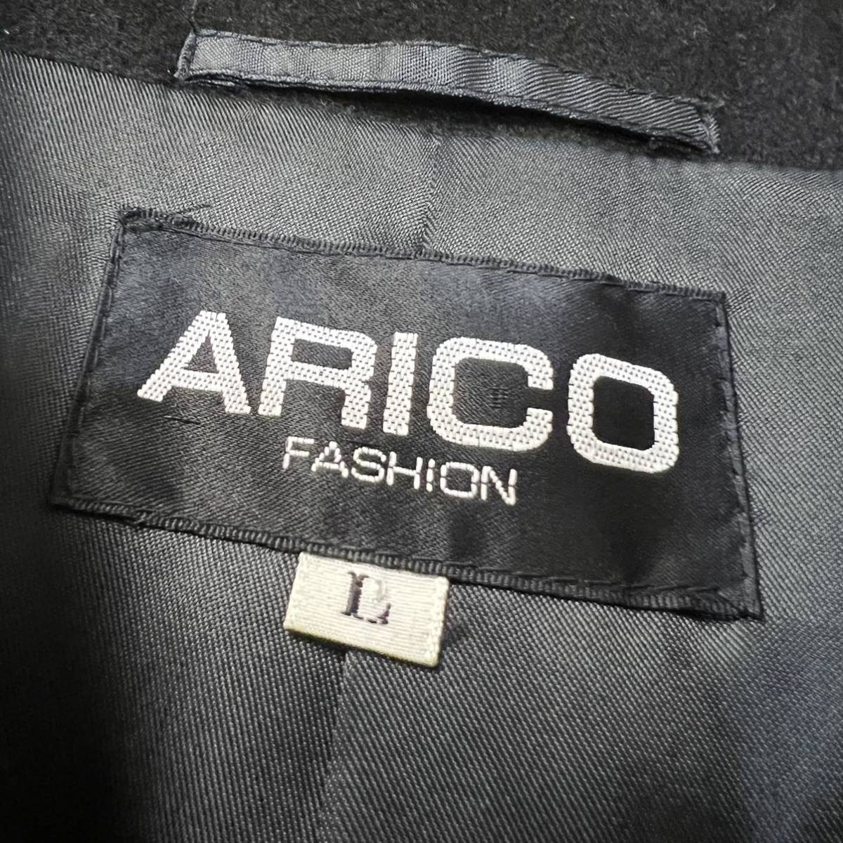 【カシミア100%】最高級 ARICO 美品 ステンカラーコート 黒 ブラック メンズ サイズL ロングコート カシミヤ 光沢 R-3850_画像5