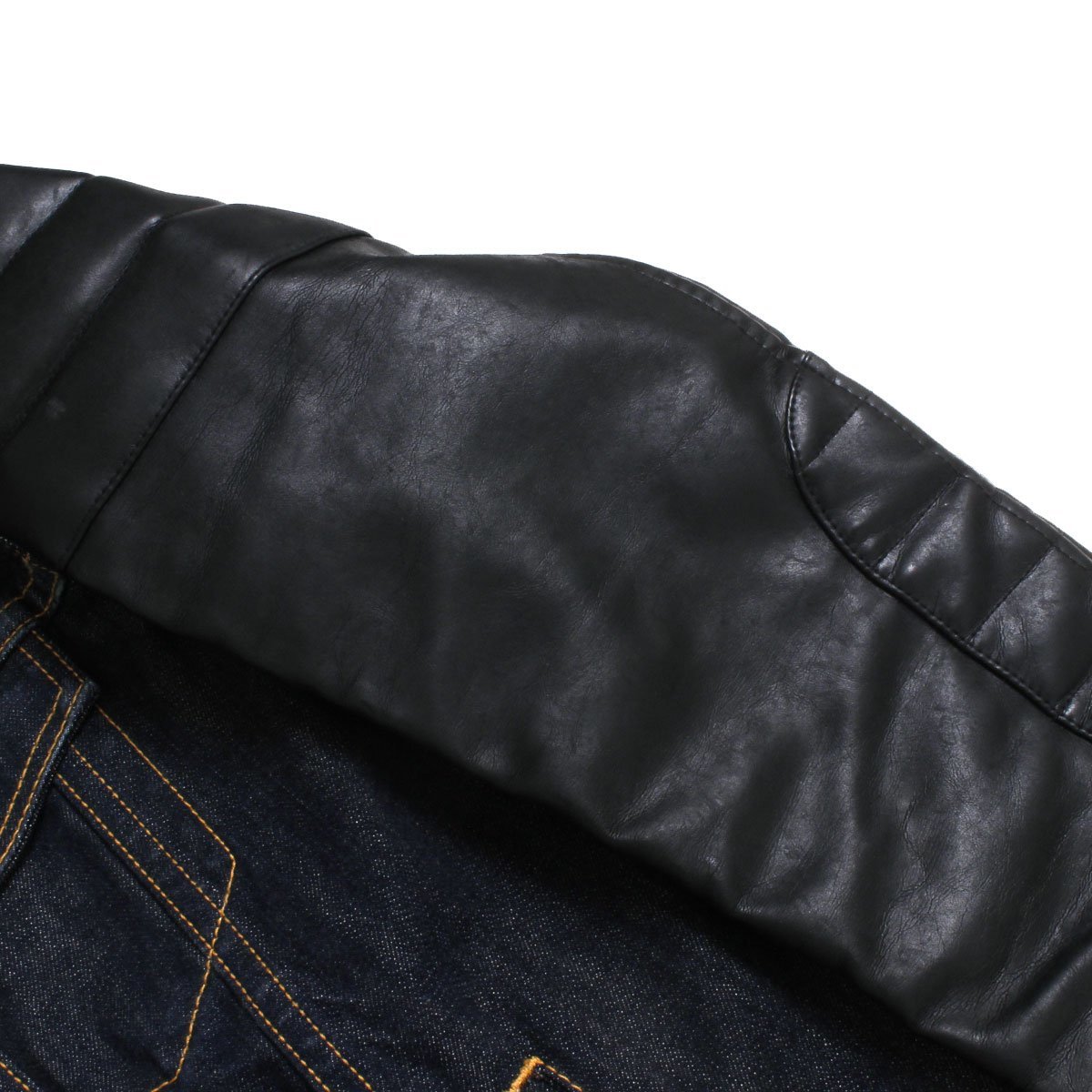 Levis × JUNYA WATANABE COMME des GARCONS MAN フェイクレザー袖切替デニムジャケット sizeS WS-J205 リーバイス ジュンヤワタナベマン