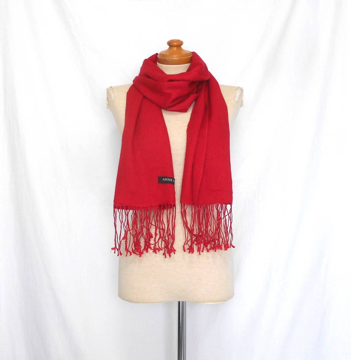 ( free shipping! ) ANNE KLEIN Anne Klein red cashmere silk large size stole ( cashmere silk red muffler to coil thing feather woven thing accessory 