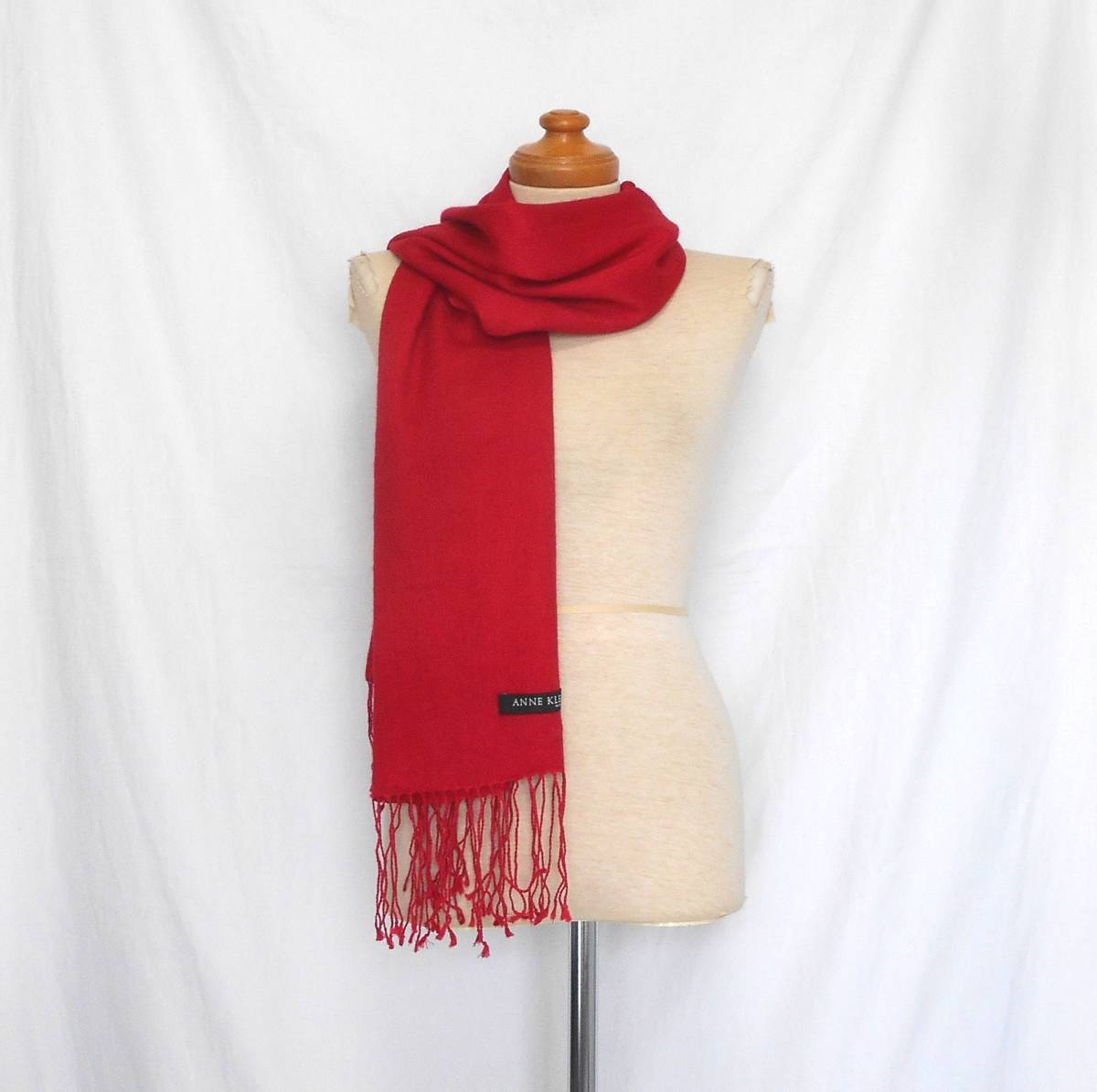 ( free shipping! ) ANNE KLEIN Anne Klein red cashmere silk large size stole ( cashmere silk red muffler to coil thing feather woven thing accessory 