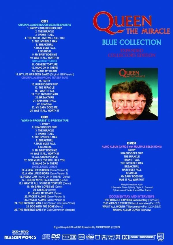 QUEEN / THE MIRACLE-EXPANDED COLLECTOR'S-BLUE (2CD+DVD)_画像3