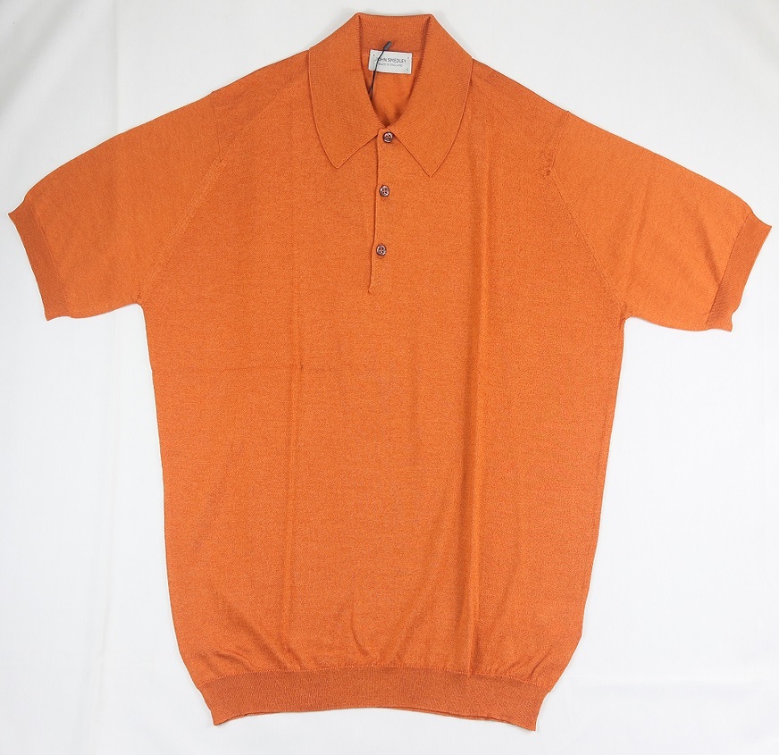 新品 John Smedley　ジョンスメドレー 最高級シーアイランドコットン・メリノウール　ポロシャツ Lサイズ 　MANGO