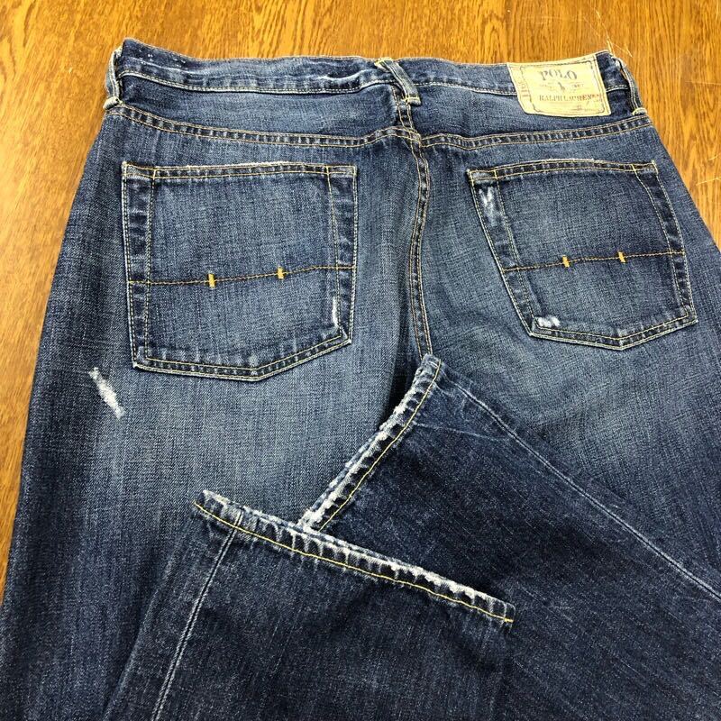 EA069】POLO RALPH LAUREN W34 L30 色落ち加工 ダメージ加工 EA069】POLO RALPH LAUREN W34 L30 色落ち加工 ダメージ加工