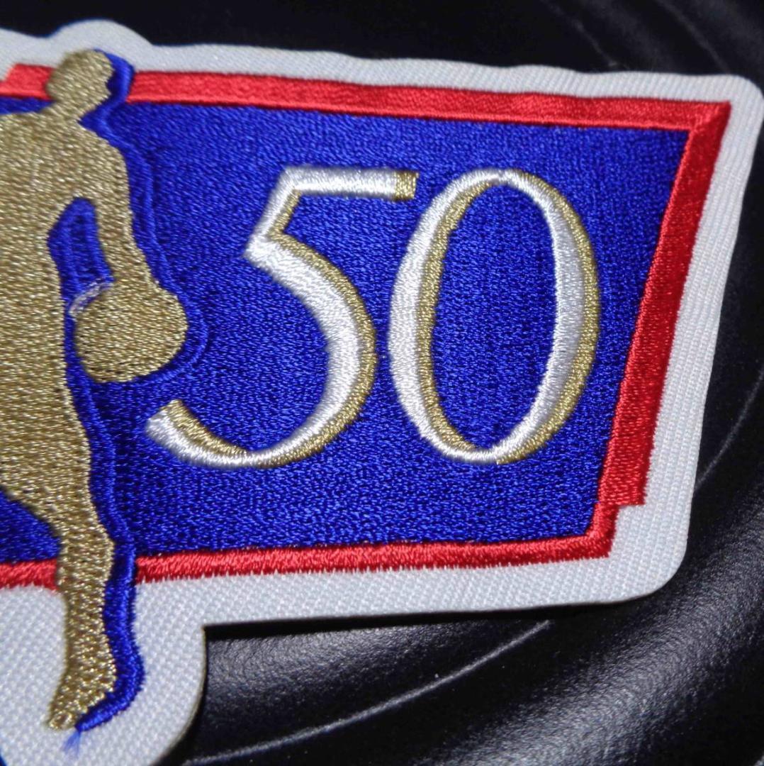 青赤■新品NBA　50周年記念　50th Anniversary Logo Patch (1996-97)刺繍ワッペン（パッチ）◆バスケットボール◎アメリカ　　スポーツ◆◇