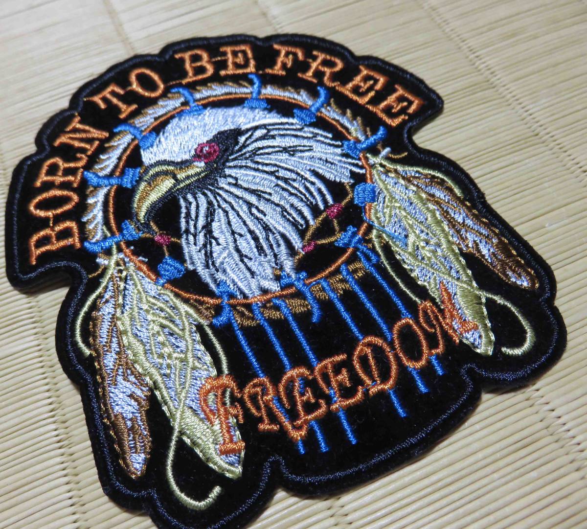 自由US黒橙◇新品BORN TO BE FREE FREEDOMアメリカンイーグル 鷲ワッペン刺繍◆ミリタリー・サバゲー・ツーリング◇バイカー■洋服衣類DIY_画像6